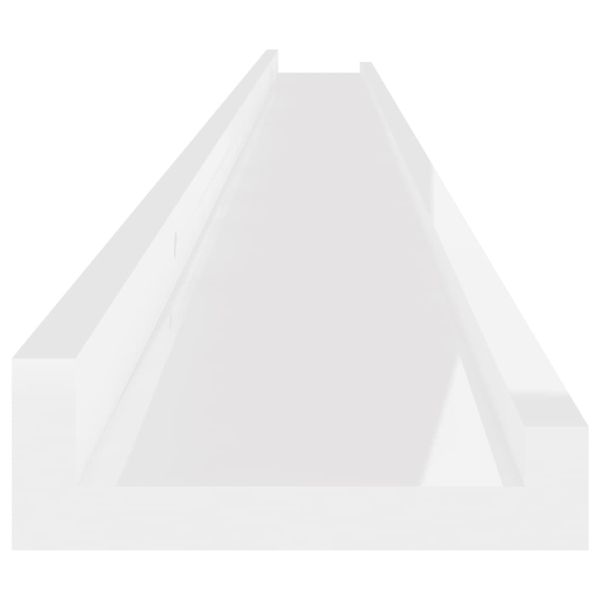 Стенни рафтове, 2 бр, бял гланц, 115x9x3 см