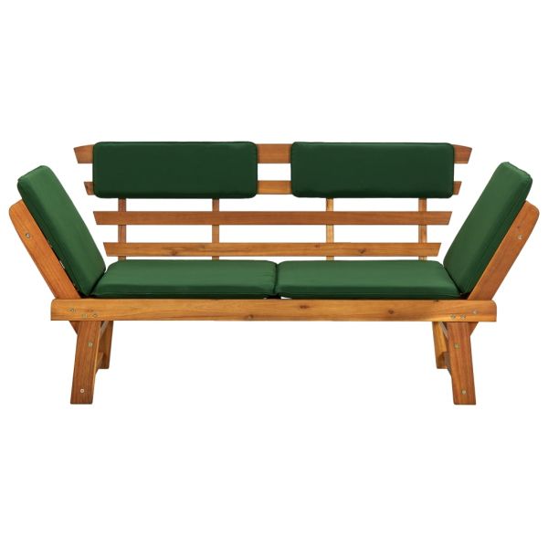 Градинска пейка с възглавници 2-в-1, 190 см, акация масив
