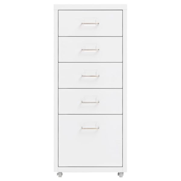 Мобилен офис шкаф, бял, 28x41x69 см, метал