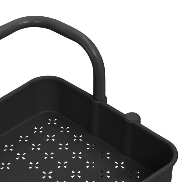 Кухненска количка на 3 нива, черна, 42x35x85 см, желязо и ABS