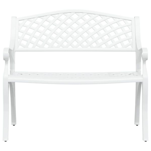 Градинска пейка, 102 см, лят алуминий, бяла
