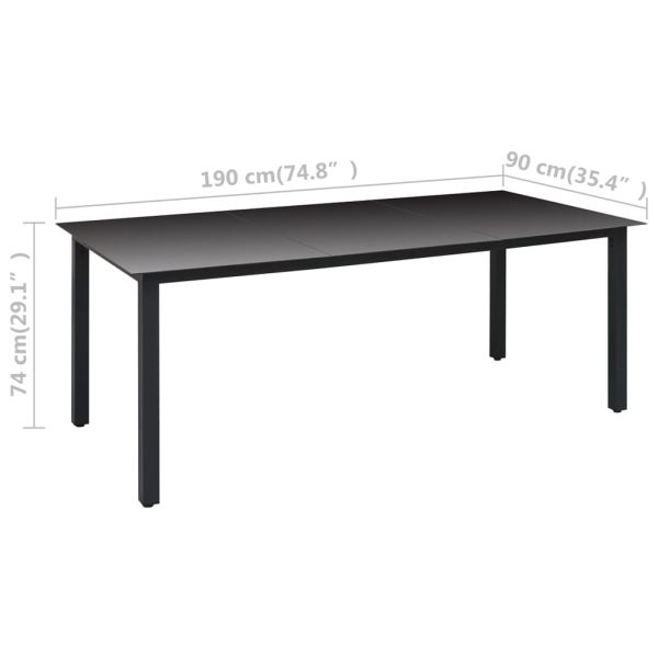 Градински трапезен комплект, 7 части, черно и кафяво