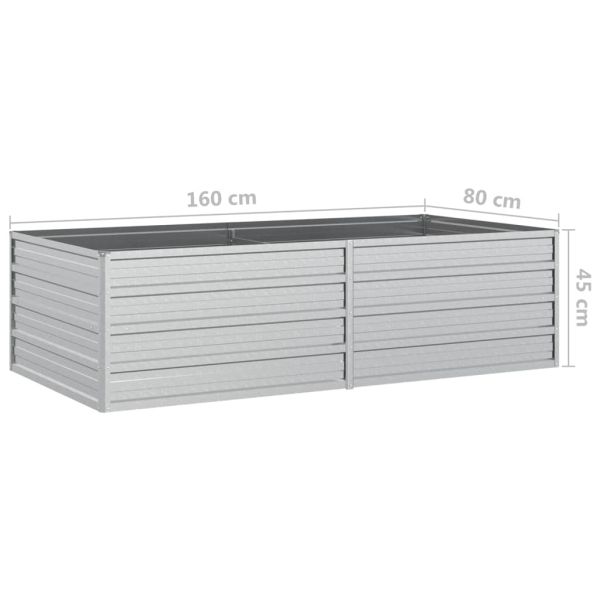 Повдигната градинска леха, 160x80x45 см, стомана, сребриста