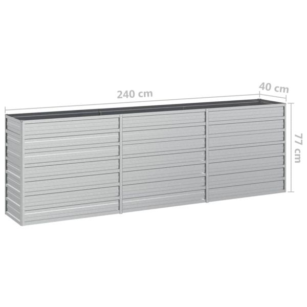 Повдигната градинска леха, 240x40x77 см, стомана, сребриста