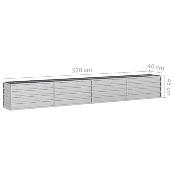 Повдигната градинска леха, 320x40x45 см, стомана, сребриста