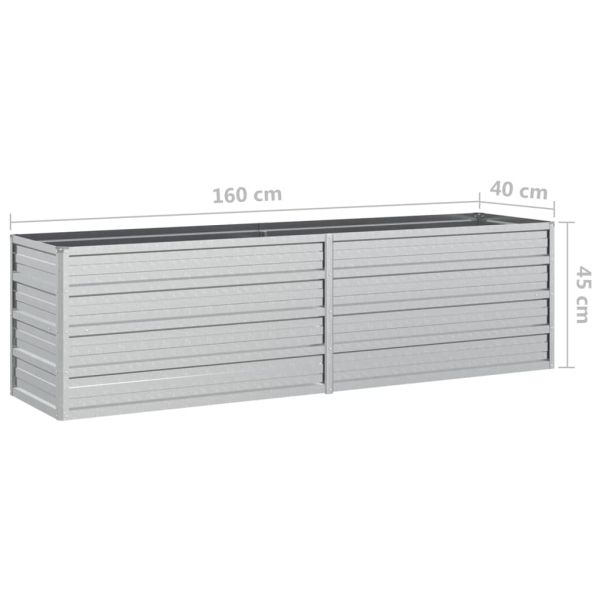 Повдигната градинска леха, 160x40x45 см, стомана, сребриста