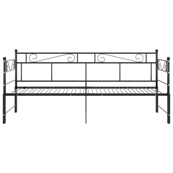 Рамка за легло, разтегателен диван, черна, метал, 90x200 см