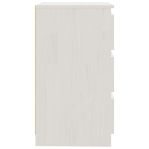 Нощни шкафчета, 2 бр, бели, 60x36x64 см, бор масив