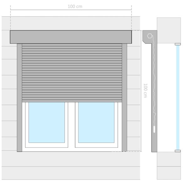 Външна ролетна щора, алуминий, 100x100 см, антрацит