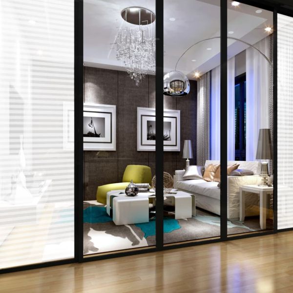 Фолио за прозорци, матирано, дизайн с ивици, 0,9x50 м, PVC