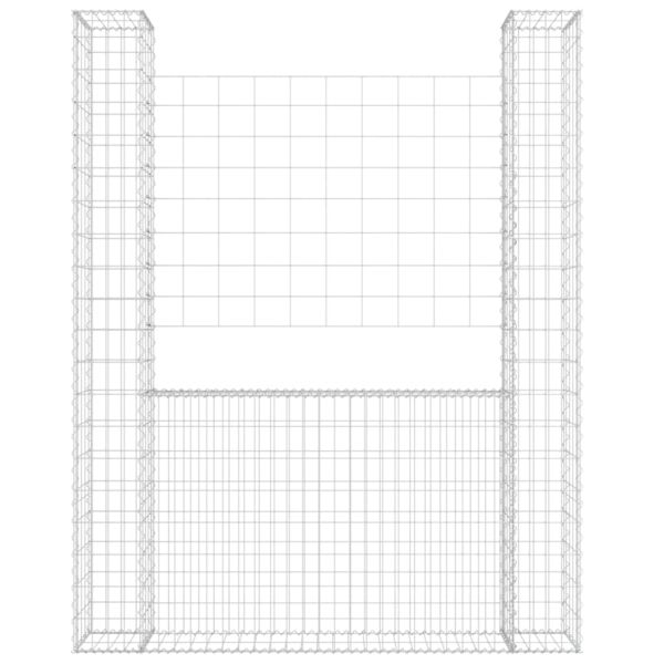 U-образна габионна кошница с 2 стълба, желязо, 140x20x200 см