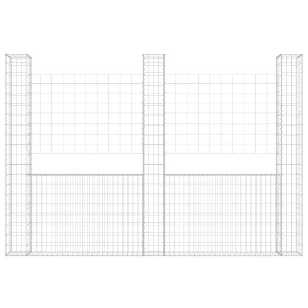 U-образна габионна кошница с 3 стълба, желязо, 260x20x200 см