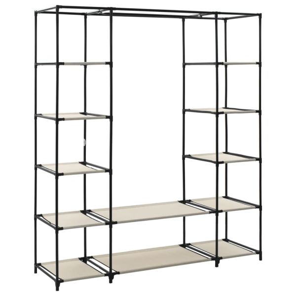 Гардероб с отделения и лостове, кремав, 150x45x176 см, плат