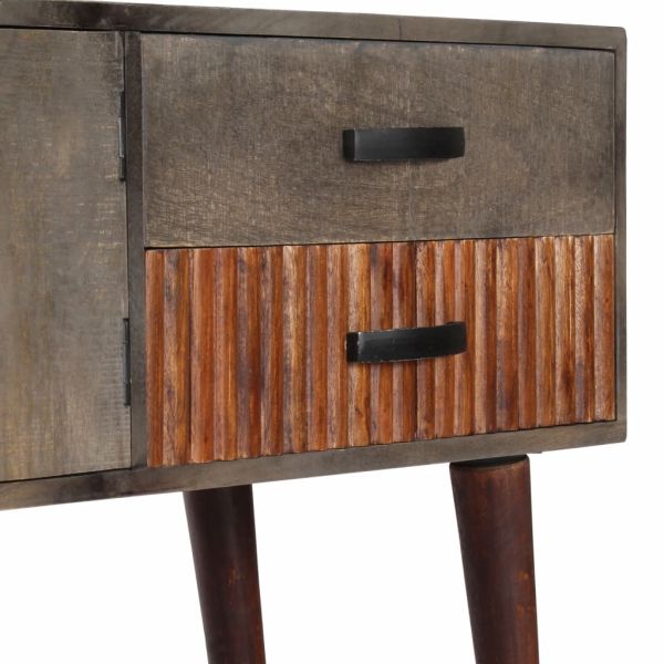 Конзолна маса, сива, 120x35x75 cм, грубо манго масив