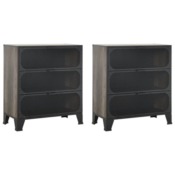 Шкафове за съхранение, 2 бр, сиви, 72x36x82 см, метал и МДФ