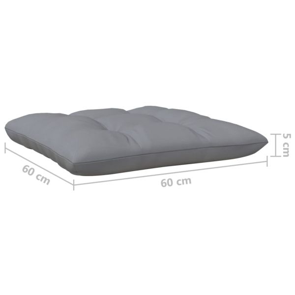 2-местен градински диван със сиви възглавници, бор масив