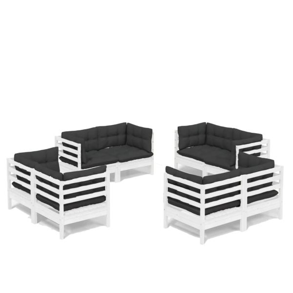 Градински лаундж комплект с възглавници антрацит, 8 части, бор