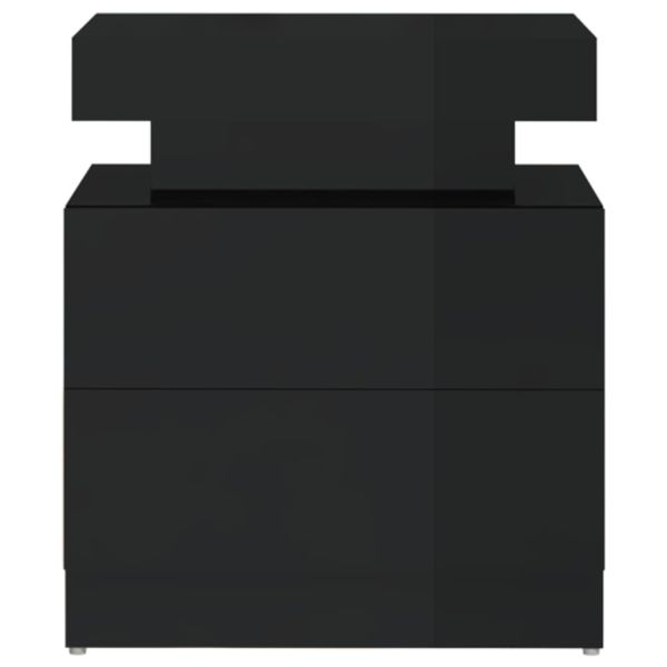 Нощно шкафче, черен гланц, 45x35x52 см, инженерно дърво