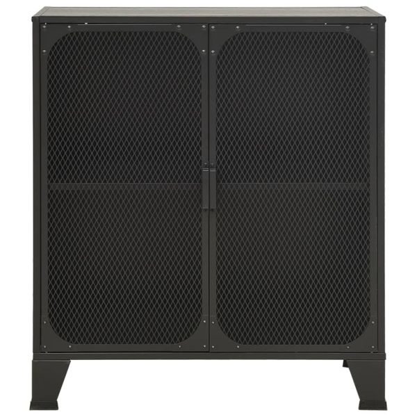 Шкаф за съхранение, сив, 72x36x82 см, метал и МДФ