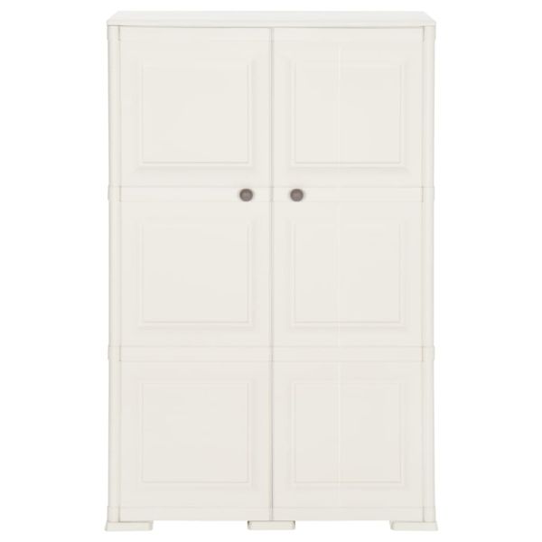 Пластмасов шкаф, 79x43x125 см, дървен дизайн, ангорско бяло