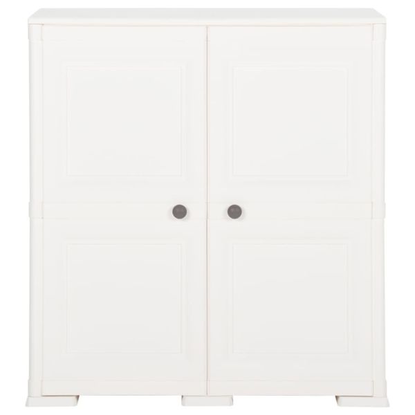 Пластмасов шкаф, 79x43x85,5 см, дървен дизайн, ангорско бяло