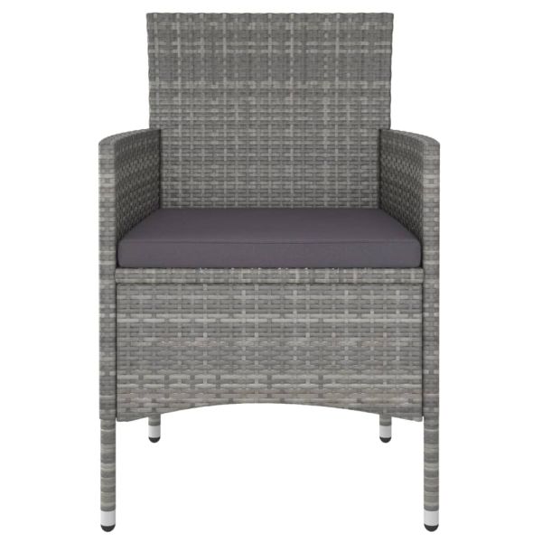 Градински трапезен комплект, 3 части, полиратан, сив