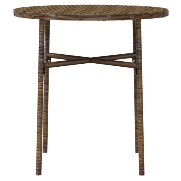 Градински трапезен комплект, 3 части, полиратан, кафяв