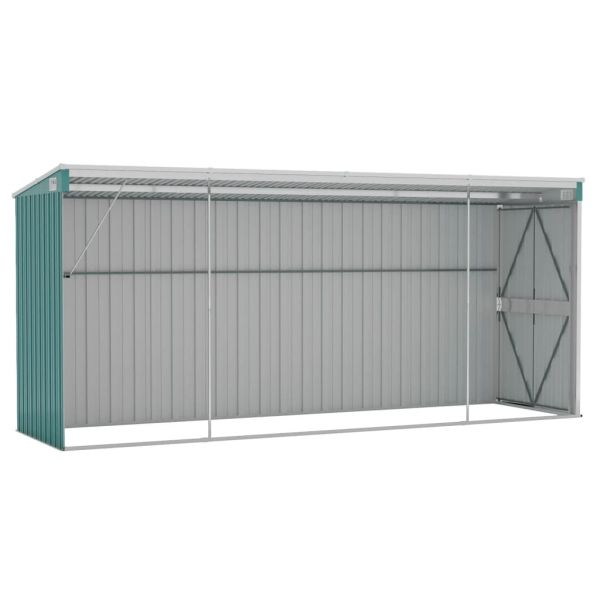 Градинска барака, зелена, 118x382x178 см, поцинкована стомана
