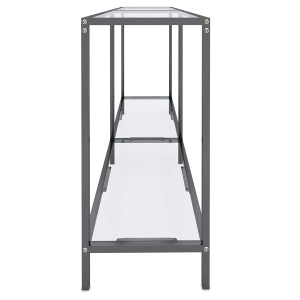 Конзолна маса, прозрачна, 140x35x75,5 cм, закалено стъкло