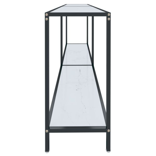 Конзолна маса, бяла, 180x35x75,5 cм, закалено стъкло