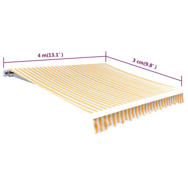 Платно за тента, жълто и бяло, 4x3 м (рамка не е включена)