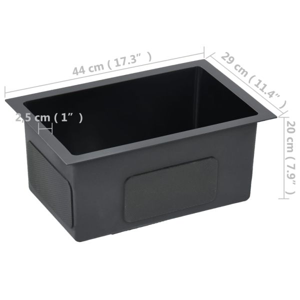 Ръчно изработена кухненска мивка, черна, неръждаема стомана