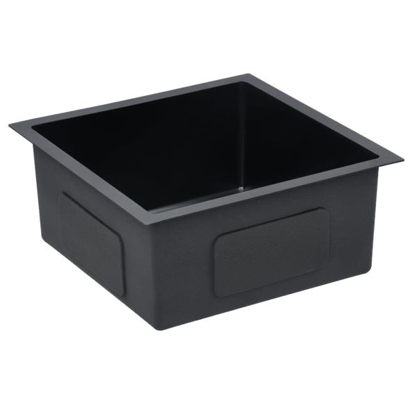 Ръчно изработена кухненска мивка, черна, неръждаема стомана