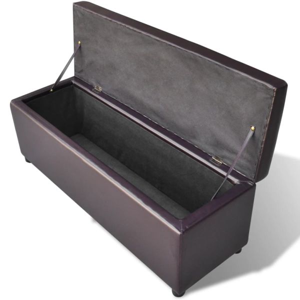 Дълга пейка за съхранение, дърво, кафява