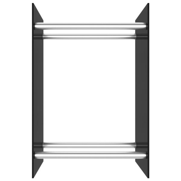 Стойка за дърва, черна, 40x35x60 см, стъкло