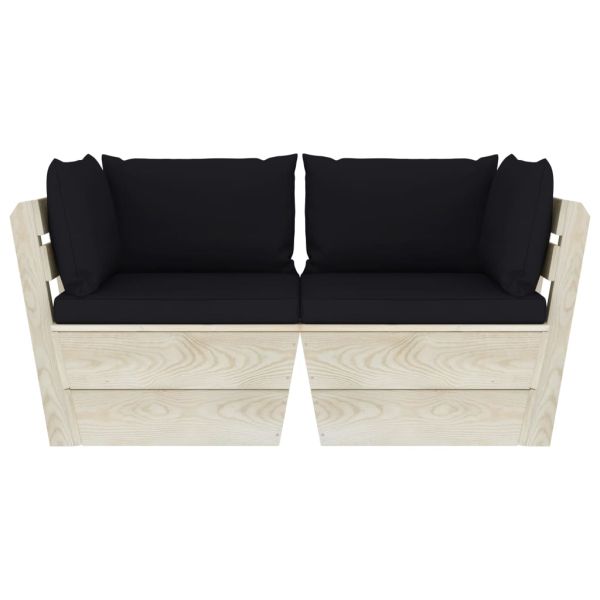 Градински 2-местен палетен диван възглавници импрегниран смърч