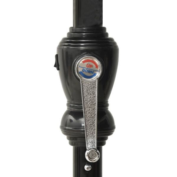 Градински чадър с LED и стоманен прът, таупе, 2x3 м