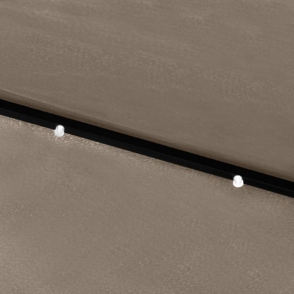 Градински чадър с LED и стоманен прът, таупе, 2x3 м