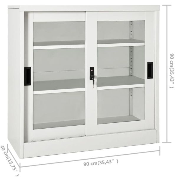 Шкаф с плъзгаща врата, светлосив, 90x40x90 см, стомана