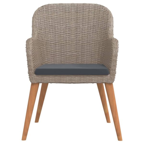 Градински трапезен комплект с възглавници, 5 части, кафяв