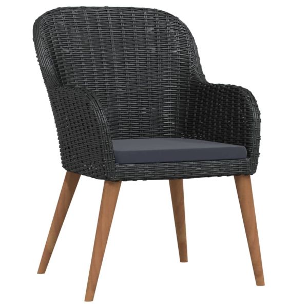 Градински трапезен комплект от 5 части с възглавници черен