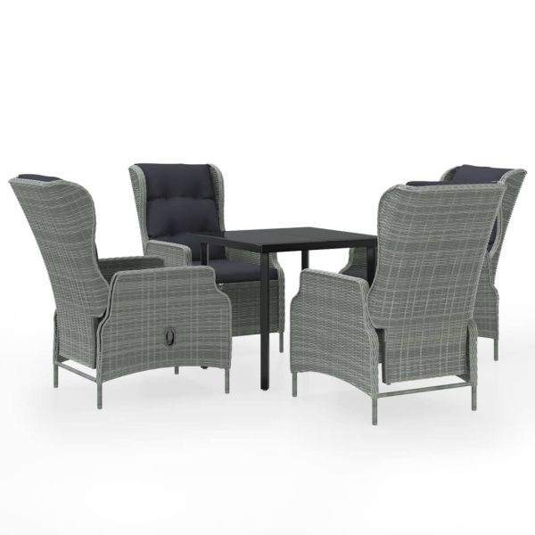 Градински трапезен комплект, 5 части, светлосив