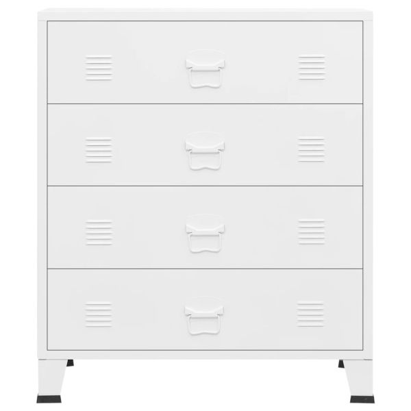 Индустриален шкаф с чекмеджета, бял, 78x40x93 cм, метал