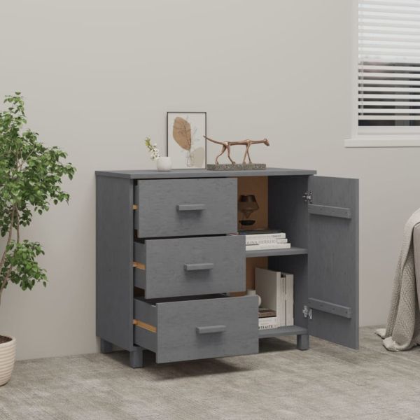 Сайдборд HAMAR тъмносив 90x40x80 см борово дърво масив