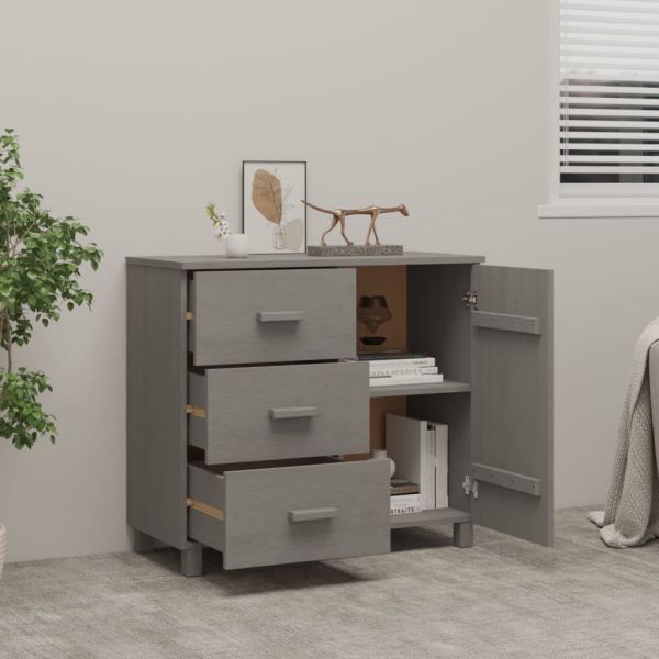 Сайдборд HAMAR светлосив 90x40x80 см борово дърво масив