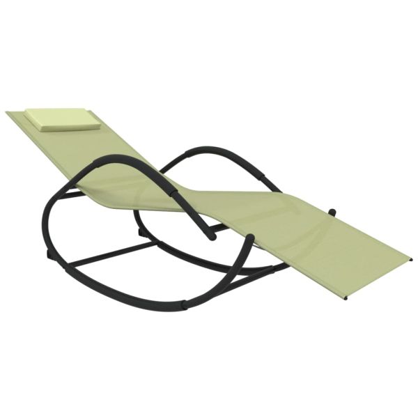 Люлеещ се шезлонг, кремав, стомана и textilene