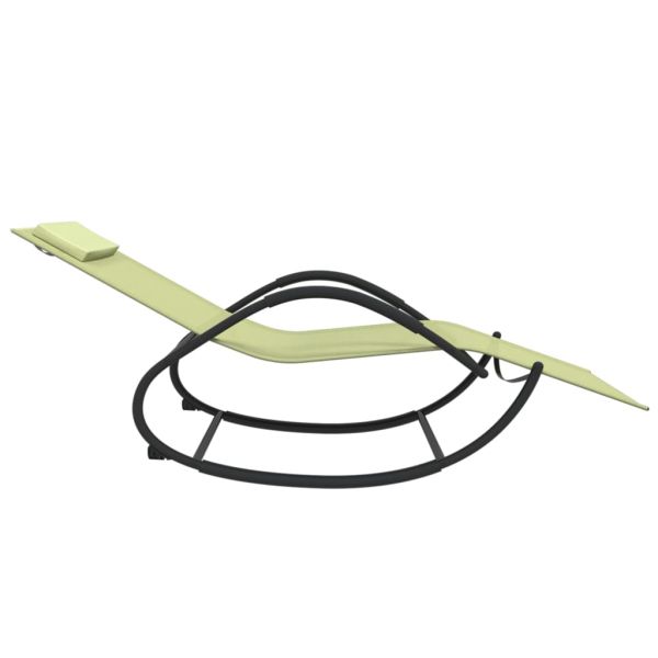 Люлеещ се шезлонг, кремав, стомана и textilene