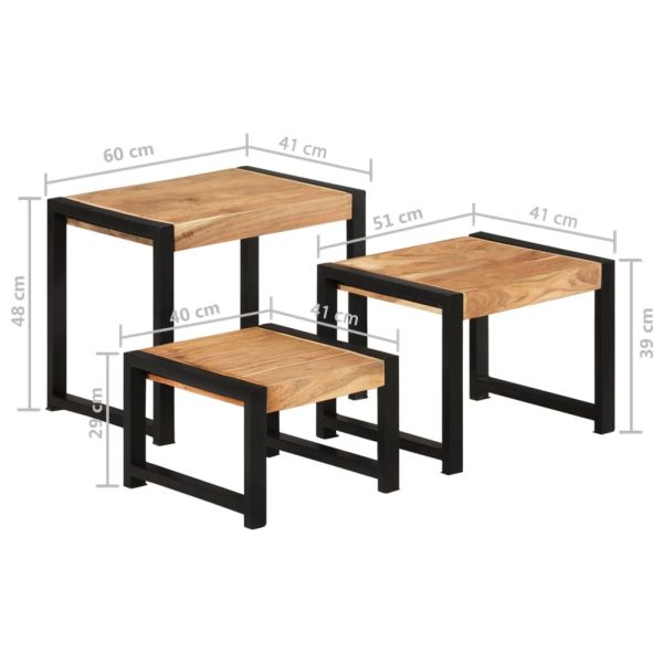 Стифиращи маси, 3 бр, масивна дървесина