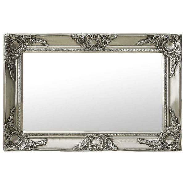 Стенно огледало, бароков стил, 60x40 см, сребристо
