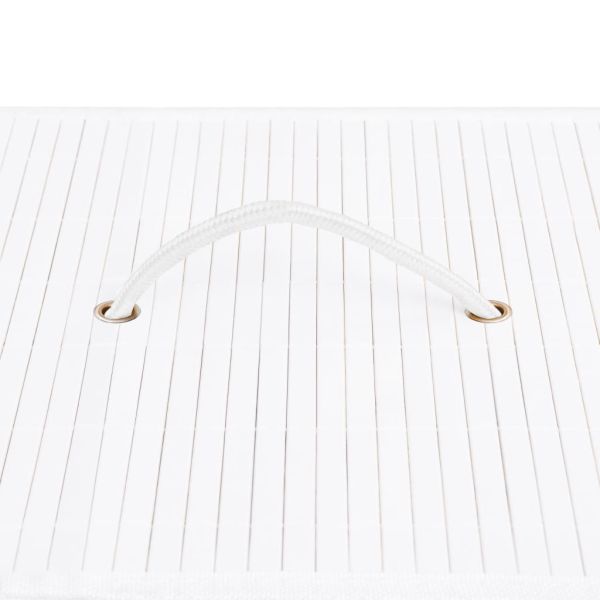 Бамбуков кош за пране с 2 секции, бял, 100 л